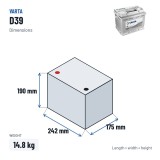 Car battery Varta D39 12V 63Ah 610A | baterias.com