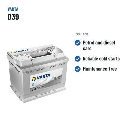 Autobatterie Varta D39 12V 63Ah 610A – empfohlene Einsatzbereiche