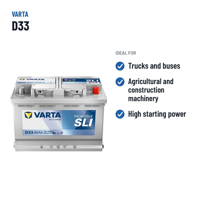 Truck battery Varta D33 12V 66Ah 510A – recommended uses