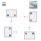 Batteria auto Varta D24 12V 60Ah 540A – polarità (schema 0, + a destra)