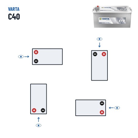 Truck battery Varta C40 12V 240Ah 1200A EFB – polarity (layout 3)