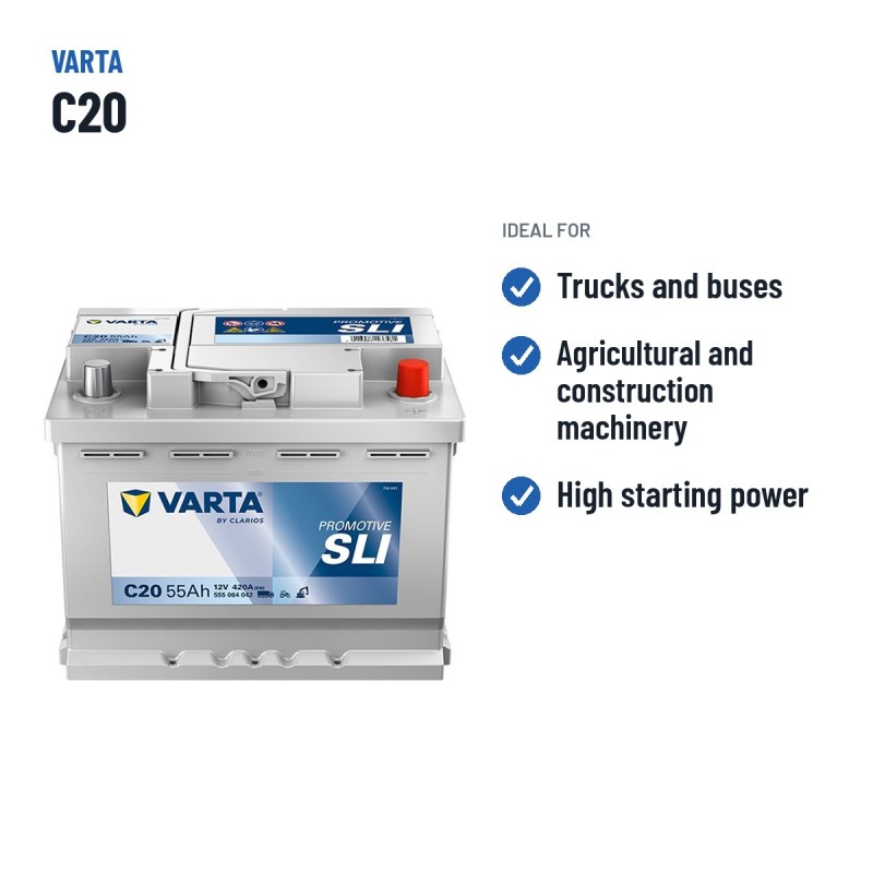 LKW-Batterie Varta C20 12V 55Ah 420A – empfohlene Einsatzbereiche