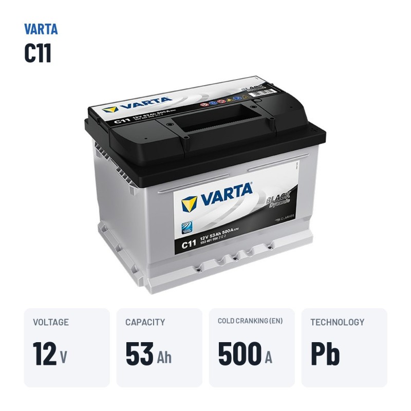 Autobatterie Varta C11 12V 53Ah 500A – wichtigste Daten