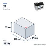 Car battery Varta C11 12V 53Ah 500A – dimensions 242 × 175 × 175 mm