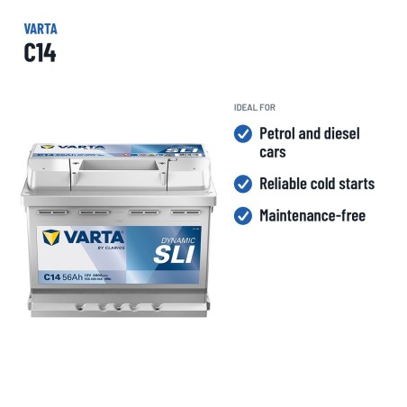 Batteria auto Varta C14 12V 56Ah 480A – usi consigliati