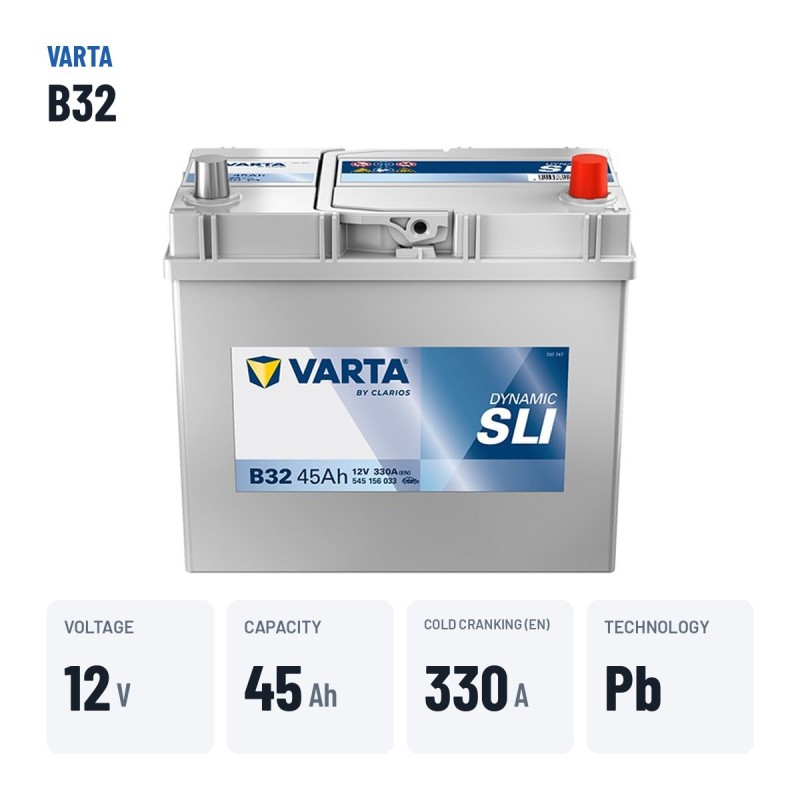 Car battery Varta B32 12V 45Ah 330A | baterias.com