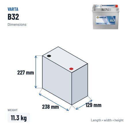 Batteria auto Varta B32 12V 45Ah 330A | baterias.com