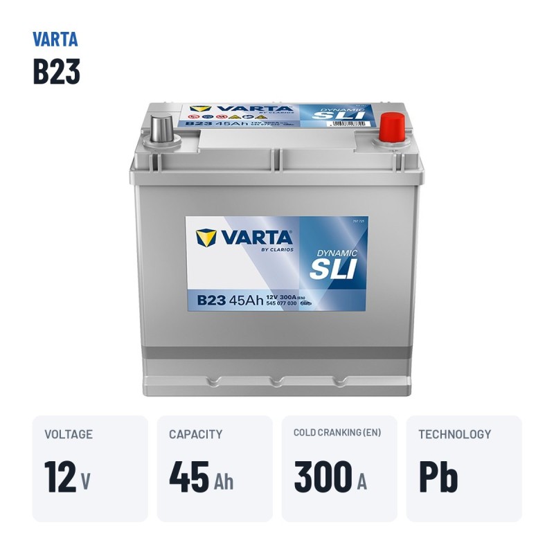 Autobatterie Varta B23 12V 45Ah 300A – wichtigste Daten
