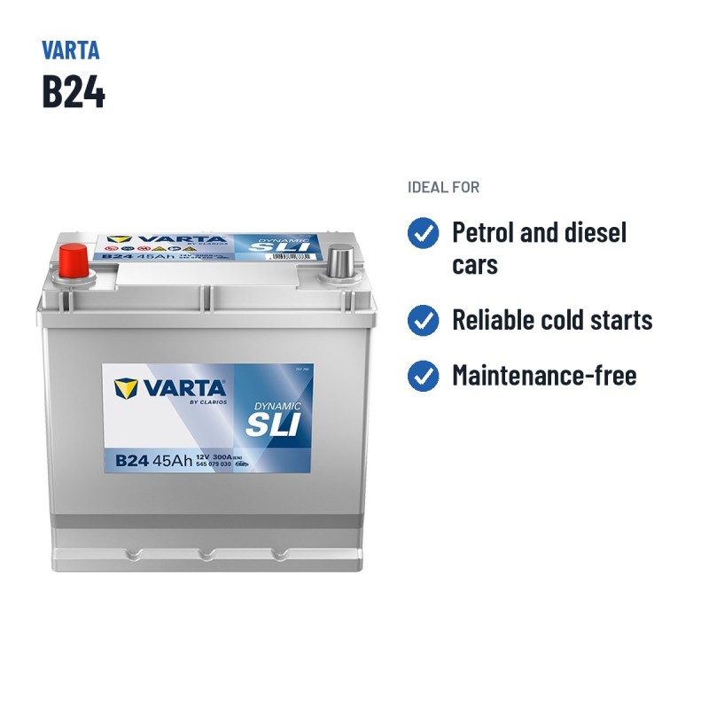 Autobatterie Varta B24 12V 45Ah 300A – empfohlene Einsatzbereiche