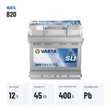 Car battery Varta B20 12V 45Ah 400A – key specs