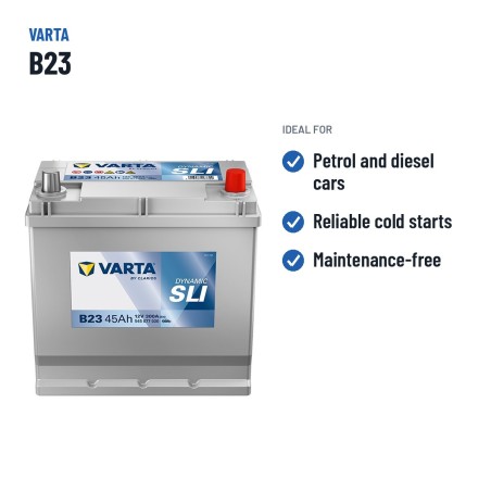 Autobatterie Varta B23 12V 45Ah 300A – empfohlene Einsatzbereiche