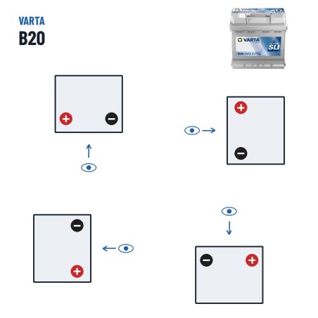 Autobatterie Varta B20 12V 45Ah 400A | baterias.com
