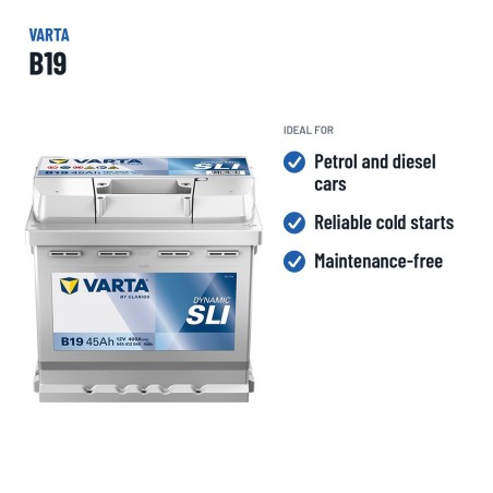 Bateria de carro Varta B19 12V 45Ah 400A | baterias.com