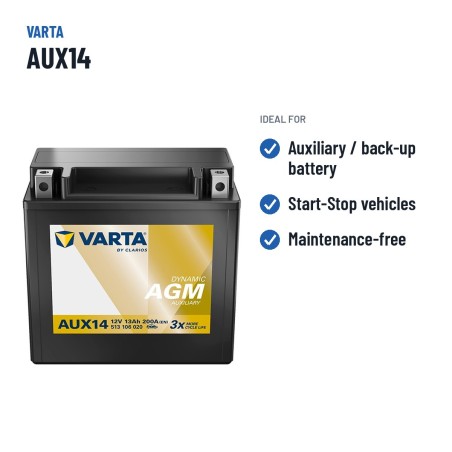 Car battery Varta AUX14 12V 13Ah 200A – recommended uses