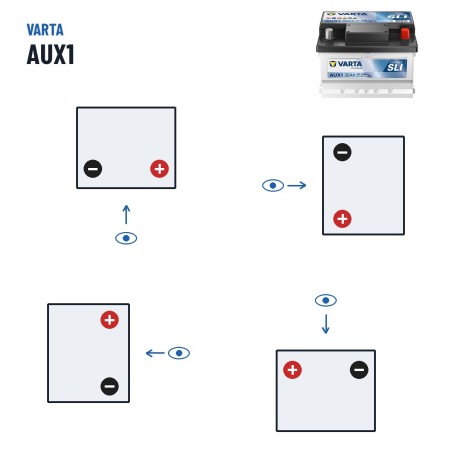 Car battery Varta AUX1 12V 35Ah 520A – polarity (layout 0, + right)