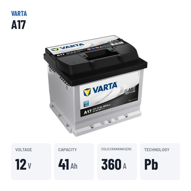 Car battery Varta A17 12V 41Ah 360A – key specs
