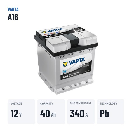 Batterie voiture Varta A16 12V 40Ah 340A | baterias.com