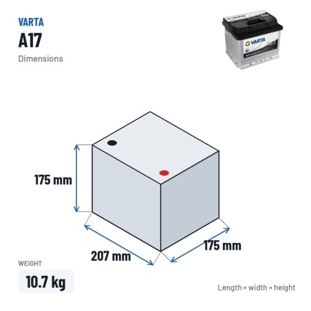 Autobatterie Varta A17 12V 41Ah 360A | baterias.com