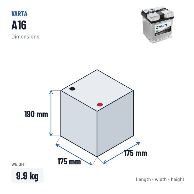 Batería de coche Varta A16 12V 40Ah 340A | baterias.com