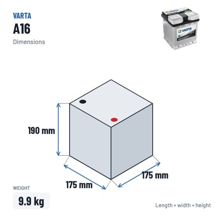 Batterie voiture Varta A16 12V 40Ah 340A | baterias.com