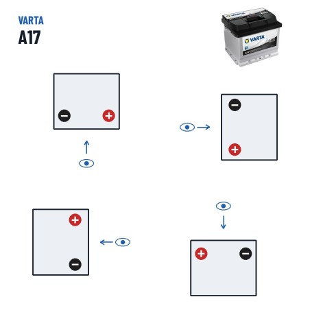 Batería de coche Varta A17 12V 41Ah 360A – polaridad (esquema 0, + derecha)