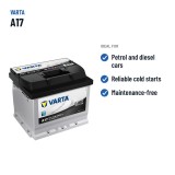 Car battery Varta A17 12V 41Ah 360A – recommended uses