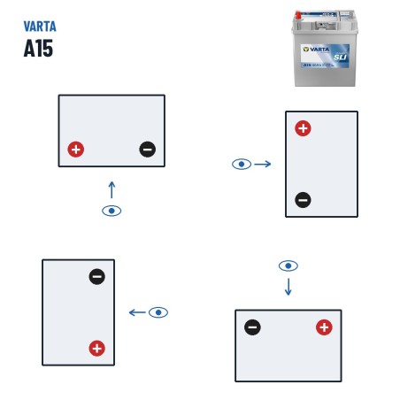 Batteria auto Varta A15 12V 40Ah 330A – polarità (schema 1, + a sinistra)