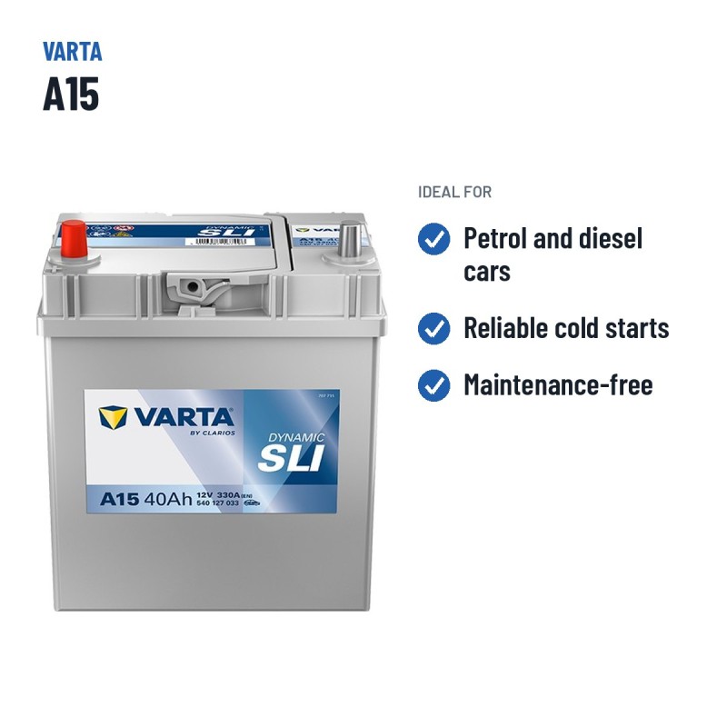 Car battery Varta A15 12V 40Ah 330A – recommended uses