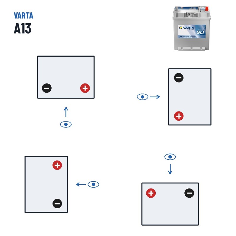 Car battery Varta A13 12V 40Ah 330A – polarity (layout 0, + right)