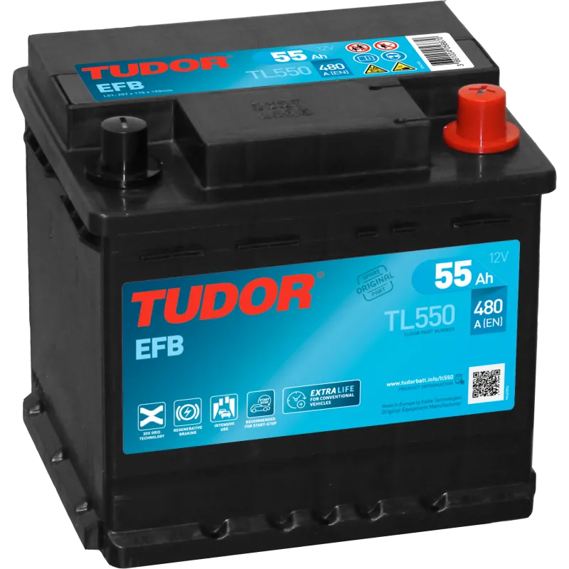 Tudor TL550. Batteria auto start-stop Tudor 55Ah 12V