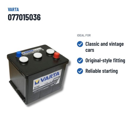 Batería de coche Varta 077015036 6V 77Ah 360A – usos recomendados
