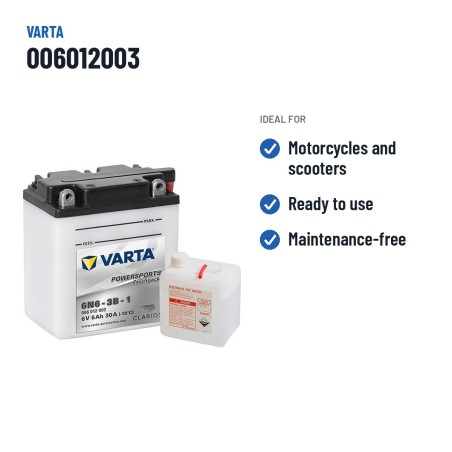 Motorcycle battery Varta 6N6-3B-1 (006012003) 6V 6Ah 30A – recommended uses