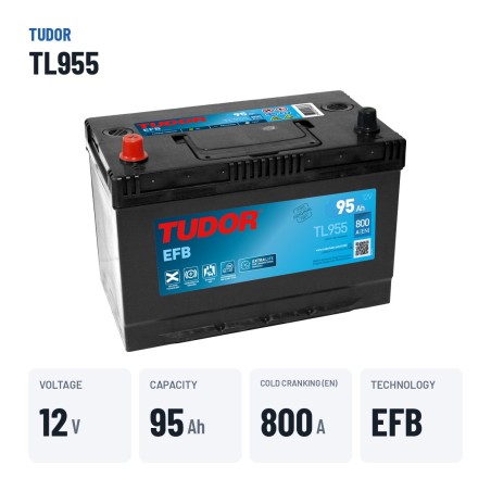 Batterie Start-Stop Tudor TL955 12V 95Ah 800A EFB – caractéristiques clés