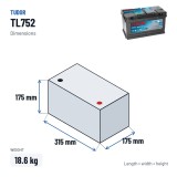 Batteria Start-Stop Tudor TL752 12V 75Ah 730A EFB – dimensioni 315 × 175 × 175 mm
