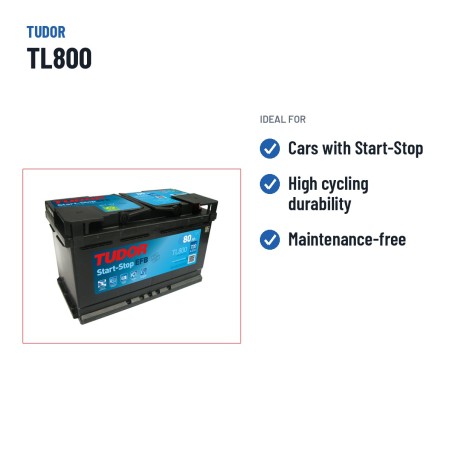 Batterie Start-Stop Tudor TL800 12V 80Ah 800A EFB – utilisations recommandées