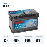 Batteria Start-Stop Tudor TL652 12V 65Ah 650A EFB – dati principali