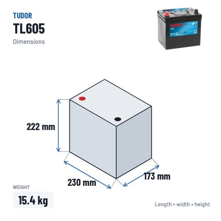 Bateria Start-Stop Tudor TL605 12V 60Ah 520A EFB | baterias.com