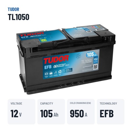 Batteria Start-Stop Tudor TL1050 12V 105Ah 950A EFB – dati principali