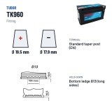 Start-Stop battery Tudor TK950 12V 95Ah 850A AGM – terminal and hold-down