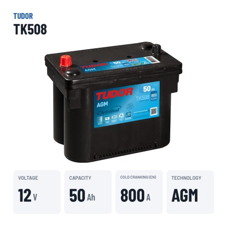 Batteria Start-Stop Tudor TK508 12V 50Ah 800A AGM | baterias.com