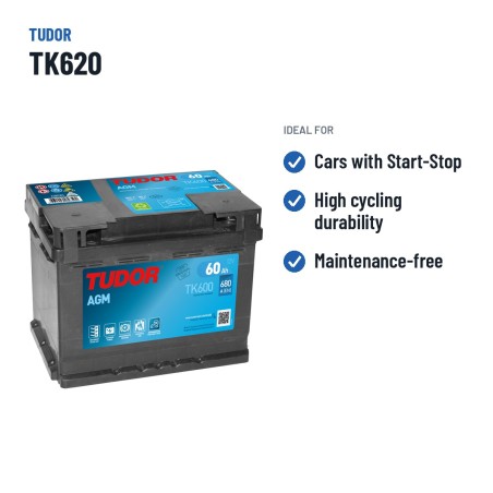Start-Stopp-Batterie Tudor TK600 12V 60Ah 680A AGM – empfohlene Einsatzbereiche