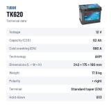 Bateria Start-Stop Tudor TK600 12V 60Ah 680A AGM | baterias.com