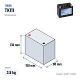 Auxiliary battery Tudor TK111 12V 11Ah 150A AGM – dimensions 150 × 90 × 130 mm