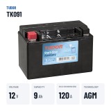 Batterie auxiliaire Tudor TK091 12V 9Ah 120A AGM – caractéristiques clés