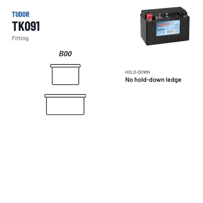 Batterie auxiliaire Tudor TK091 12V 9Ah 120A AGM – bornes et fixation