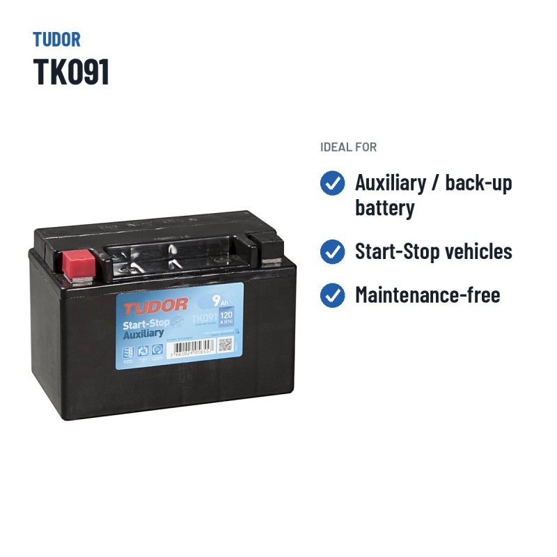 Batterie auxiliaire Tudor TK091 12V 9Ah 120A AGM – utilisations recommandées