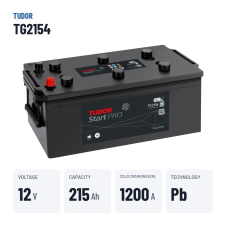 Truck battery Tudor TG2154 12V 215Ah 1200A – key specs
