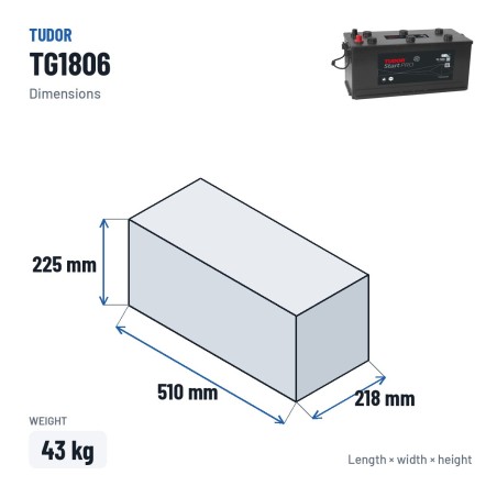 Batteria camion Tudor TG1806 12V 180Ah 1000A | baterias.com