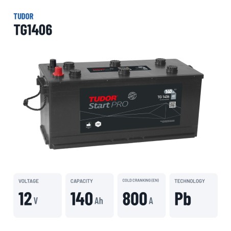 Batería de camión Tudor TG1406 12V 140Ah 800A – datos clave