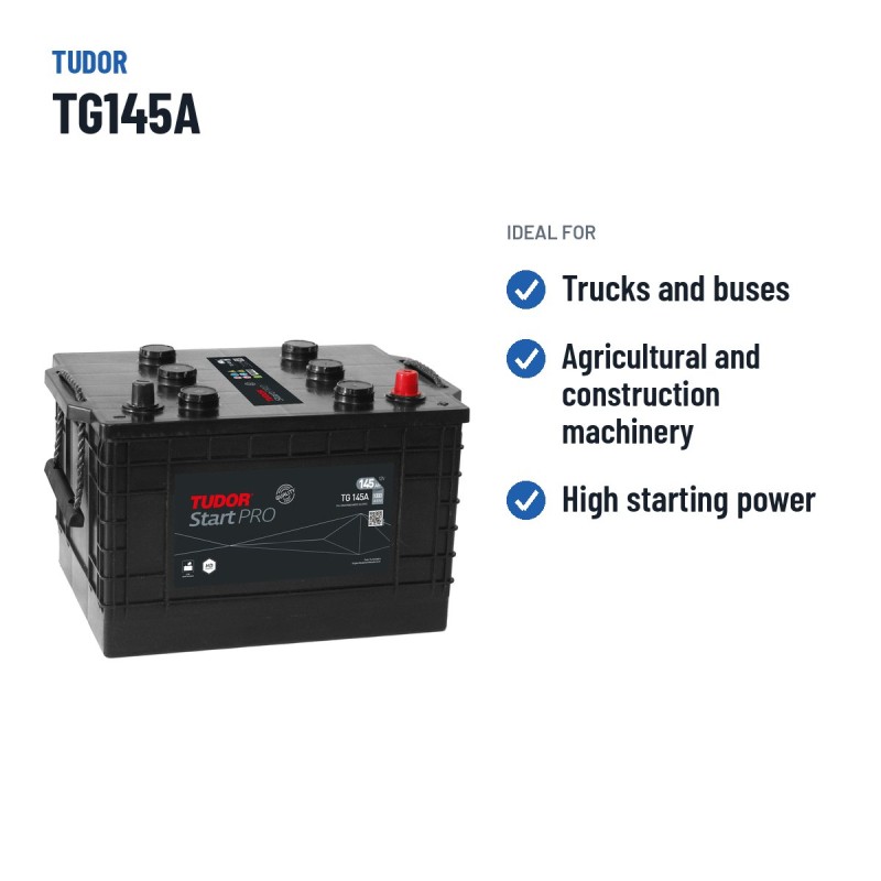 Batterie camion Tudor TG145A 12V 145Ah 1000A – utilisations recommandées